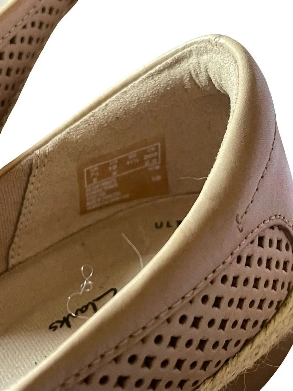Clarks Womens Tan Danelly Adira Perforated Espadrille Slip On Flats Size 10